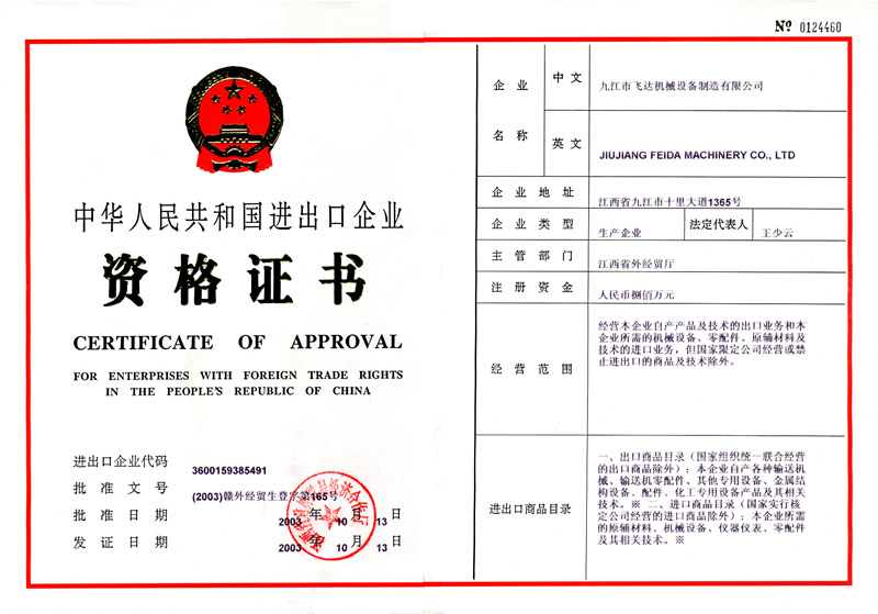 Export Qualification Certificate